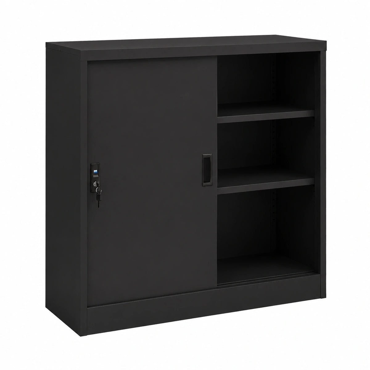 Armadio da Ufficio in Acciaio con Ante Scorrevoli Antracite 90x40x90 cm