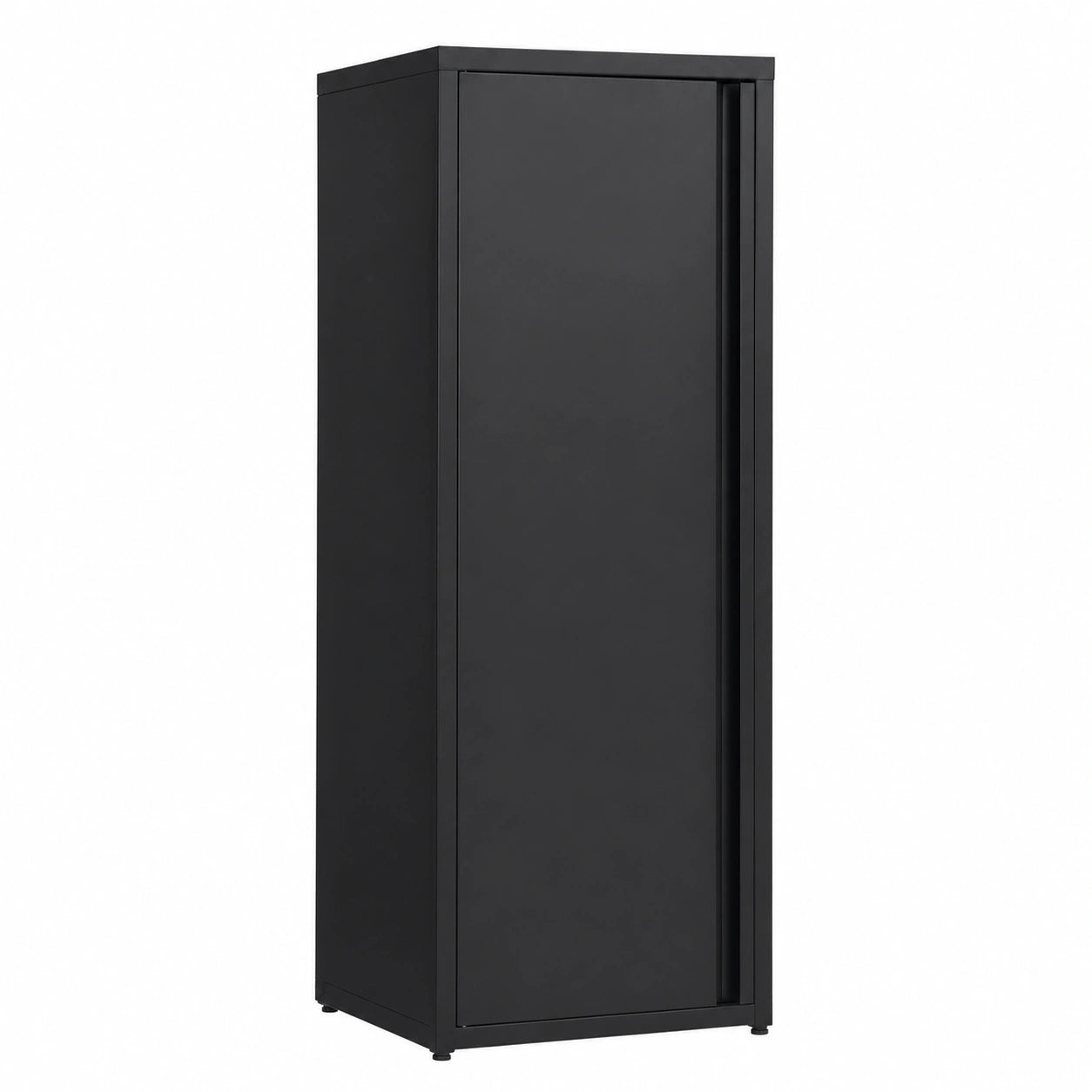 Armadio in Metallo a Porta Singola con Chiusura Magnetica, Nero, per Casa e Ufficio con Ripiani Regolabili