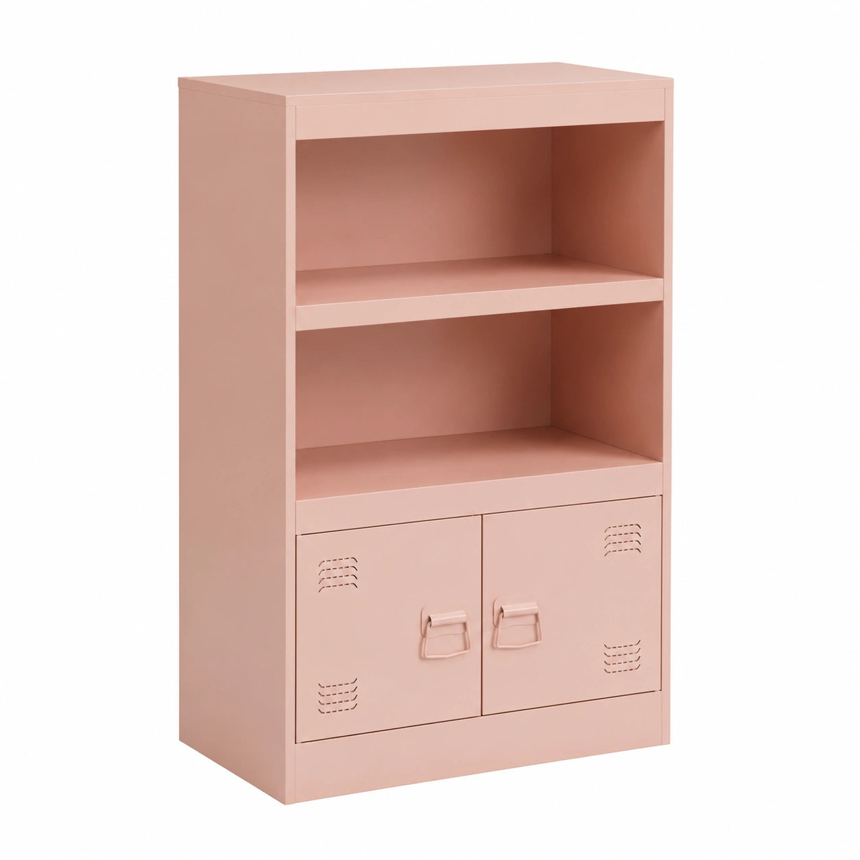 Credenza in Acciaio Rosa con Ante e Ripiani 67x39x107 cm per Soggiorno