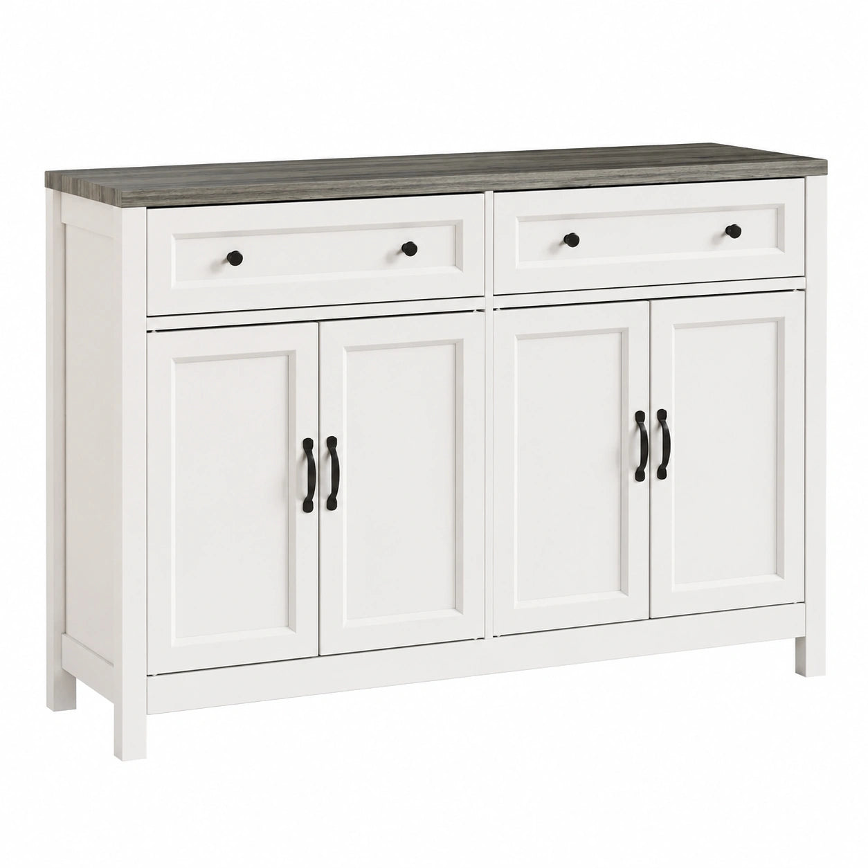 Credenza da Cucina in Legno con Ripiani Regolabili e Cassetti, Grigio 140x40x90 cm