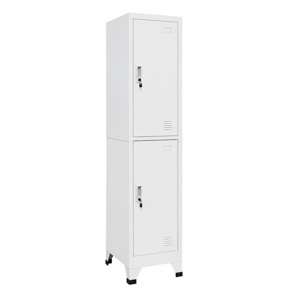 Armadietto Metallo con Serratura 2 Scomparti 38x45x180 cm per Ufficio