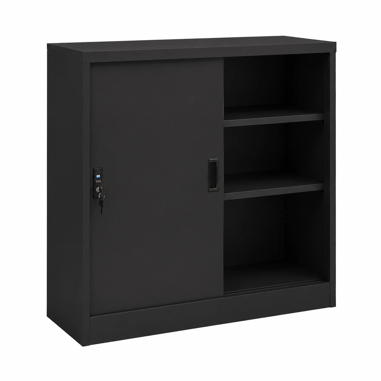 Armadio da Ufficio in Acciaio con Ante Scorrevoli Antracite 90x40x90 cm