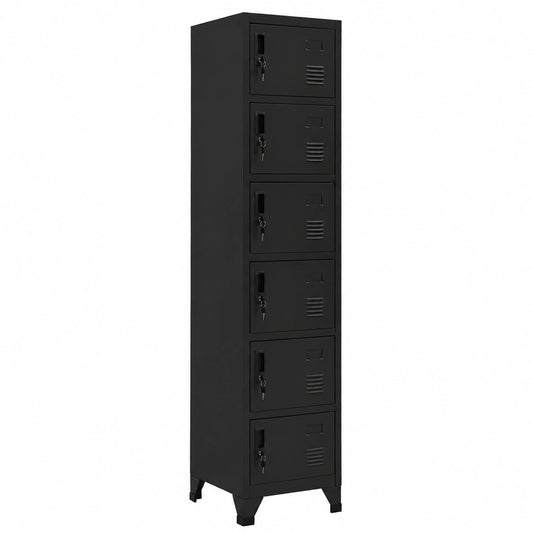 Armadio da Ufficio in Acciaio Nero 38x40x180 cm con Serratura