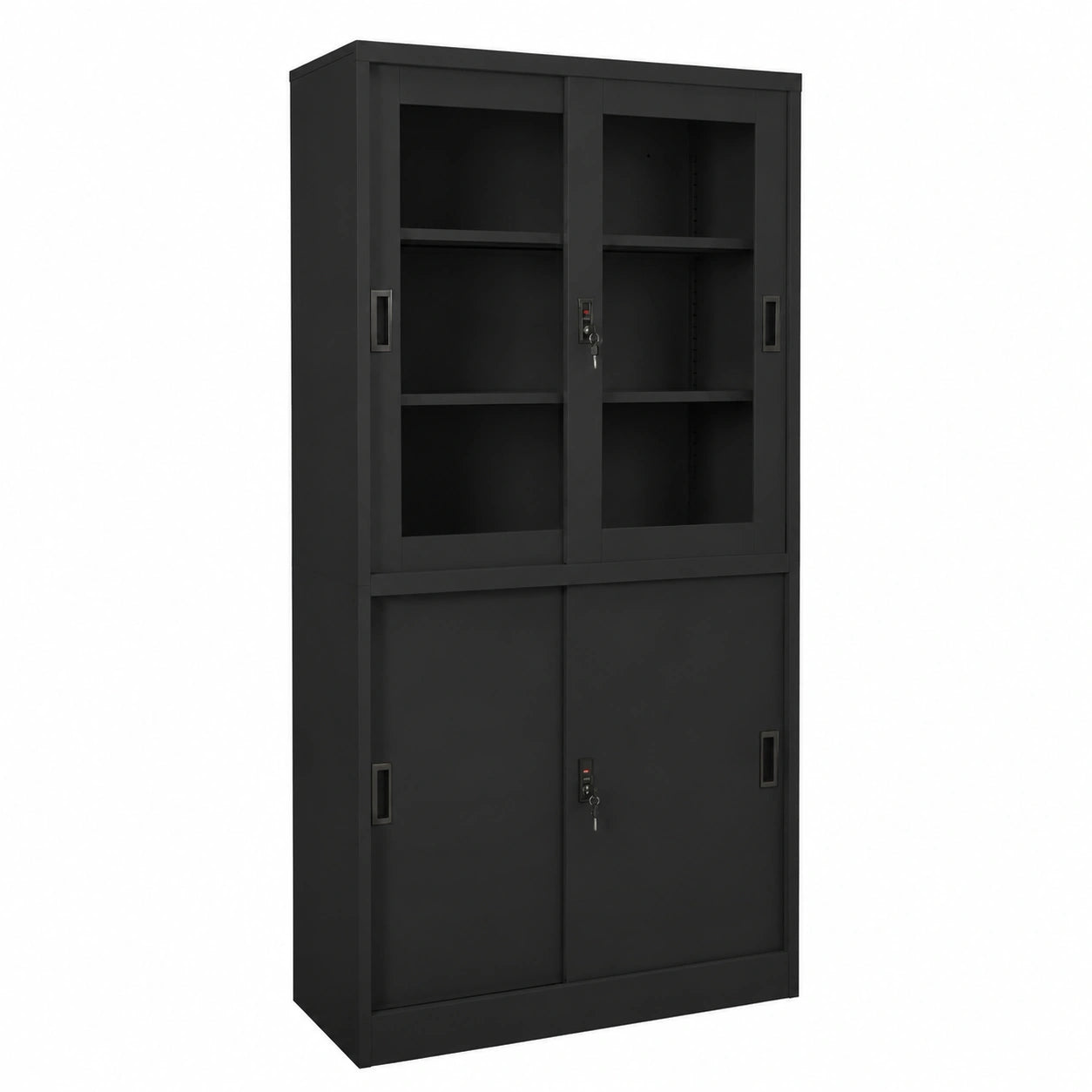 Armadio per Ufficio con Ante Scorrevoli in Acciaio Antracite 90x40x180 cm