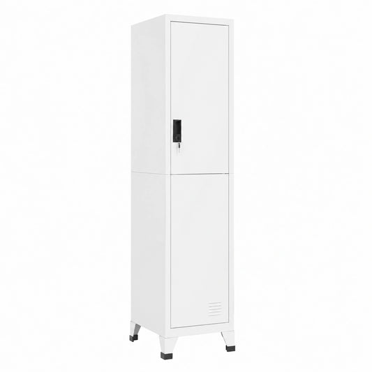 Armadietto in Metallo Bianco con Serratura 38x45x180 cm per Ufficio