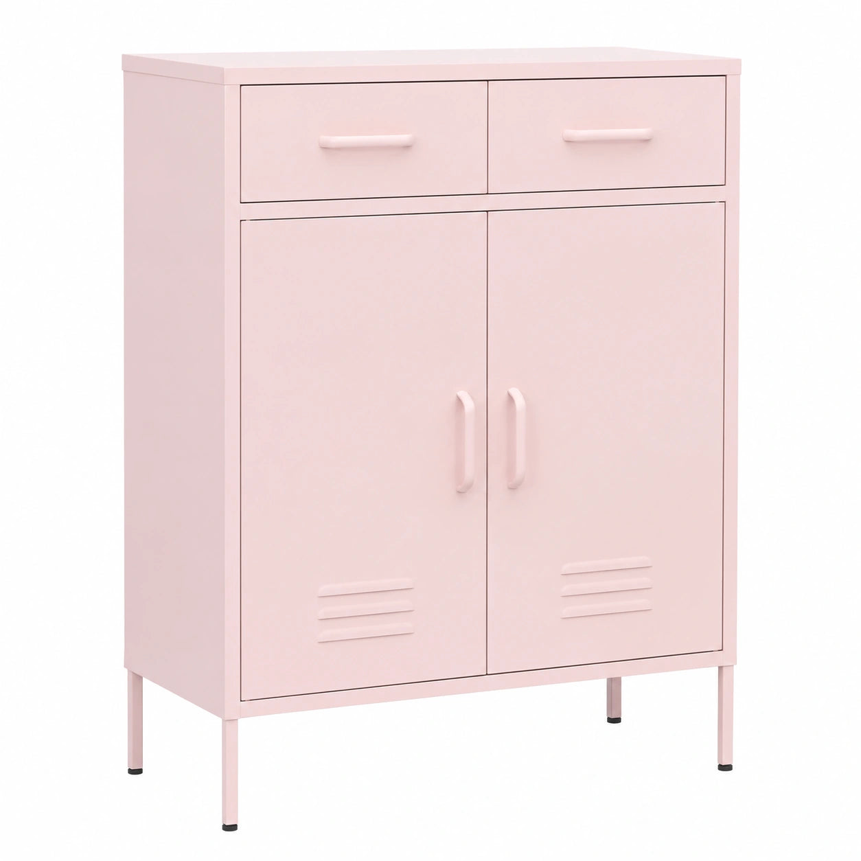 Credenza in Acciaio Rosa con Cassetti e Ripiani Regolabili per Soggiorno