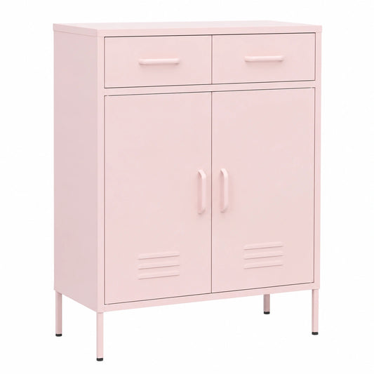 Credenza in Acciaio Rosa con Cassetti e Ripiani Regolabili per Soggiorno