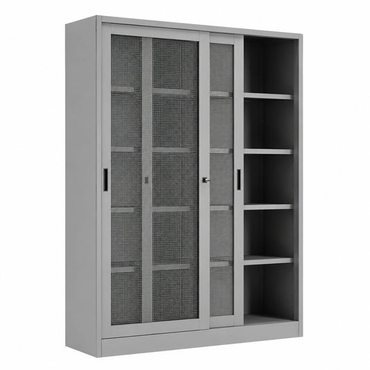 Armadio Metallo Ufficio 180x60x200 cm con Ante Reti Metalliche