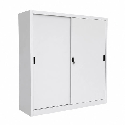 Armadio in Metallo con Ante Scorrevoli per Ufficio 120x45x200 cm