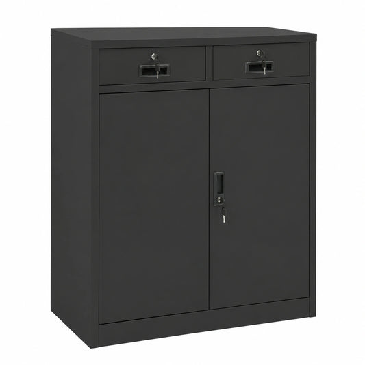 Armadio in Acciaio Antracite 90x40x102 cm per Ufficio e Archivio