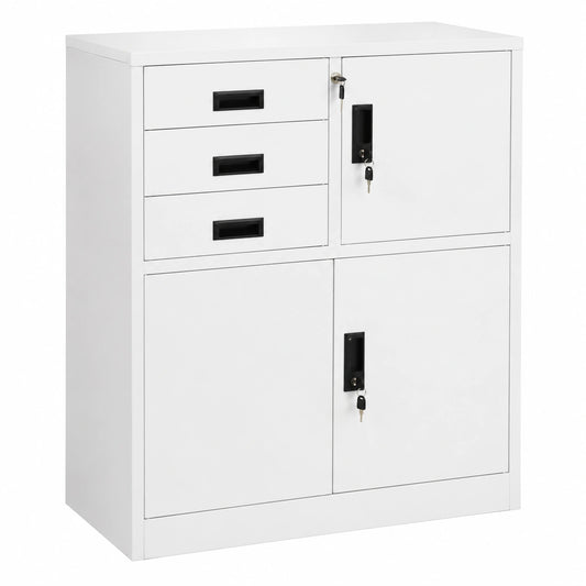 Armadio Ufficio in Acciaio Grigio 90x40x102 cm