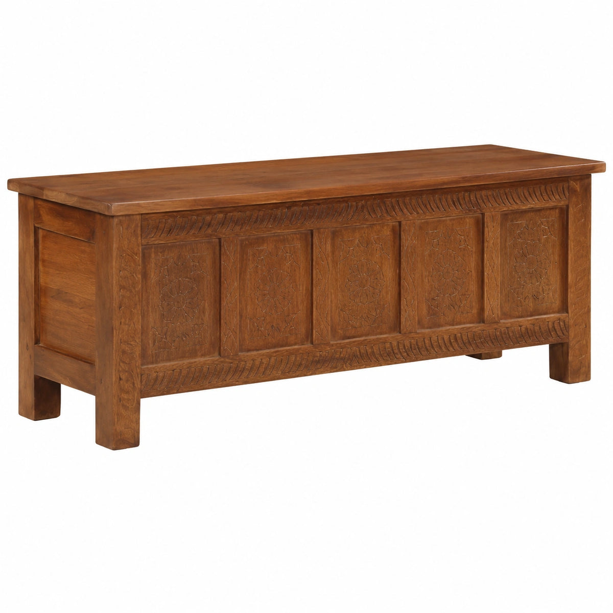 Cassapanca in Legno di Mango, Stile Rustico, 110x30x40 cm, per Camera e Soggiorno
