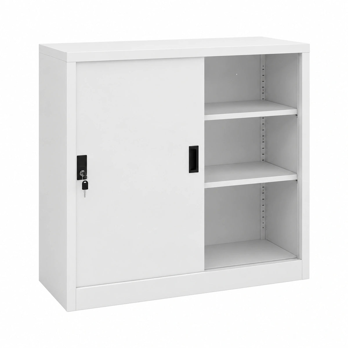 Armadio Ufficio in Acciaio con Ante Scorrevoli Grigio Chiaro 90x40x90cm