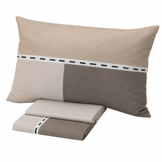 Set Lenzuola Matrimoniale Mirabello Carrara Beige Hatch Lusso