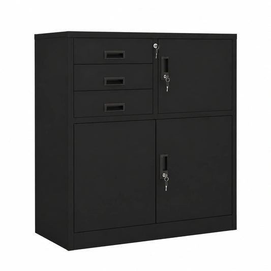 Armadio in Acciaio Nero per Archivio Ufficio 90x40x102 cm