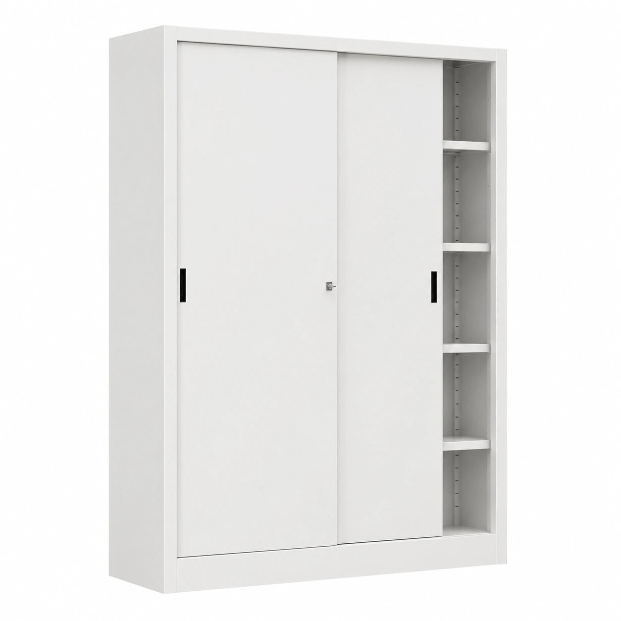 Armadio in Metallo Bianco con Porte Scorrevoli per Ufficio 150x45x200