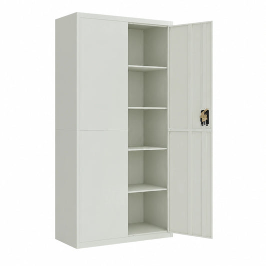 Armadio Ufficio in Acciaio con Ripiani Regolabili Grigio Chiaro 90x40x180 cm