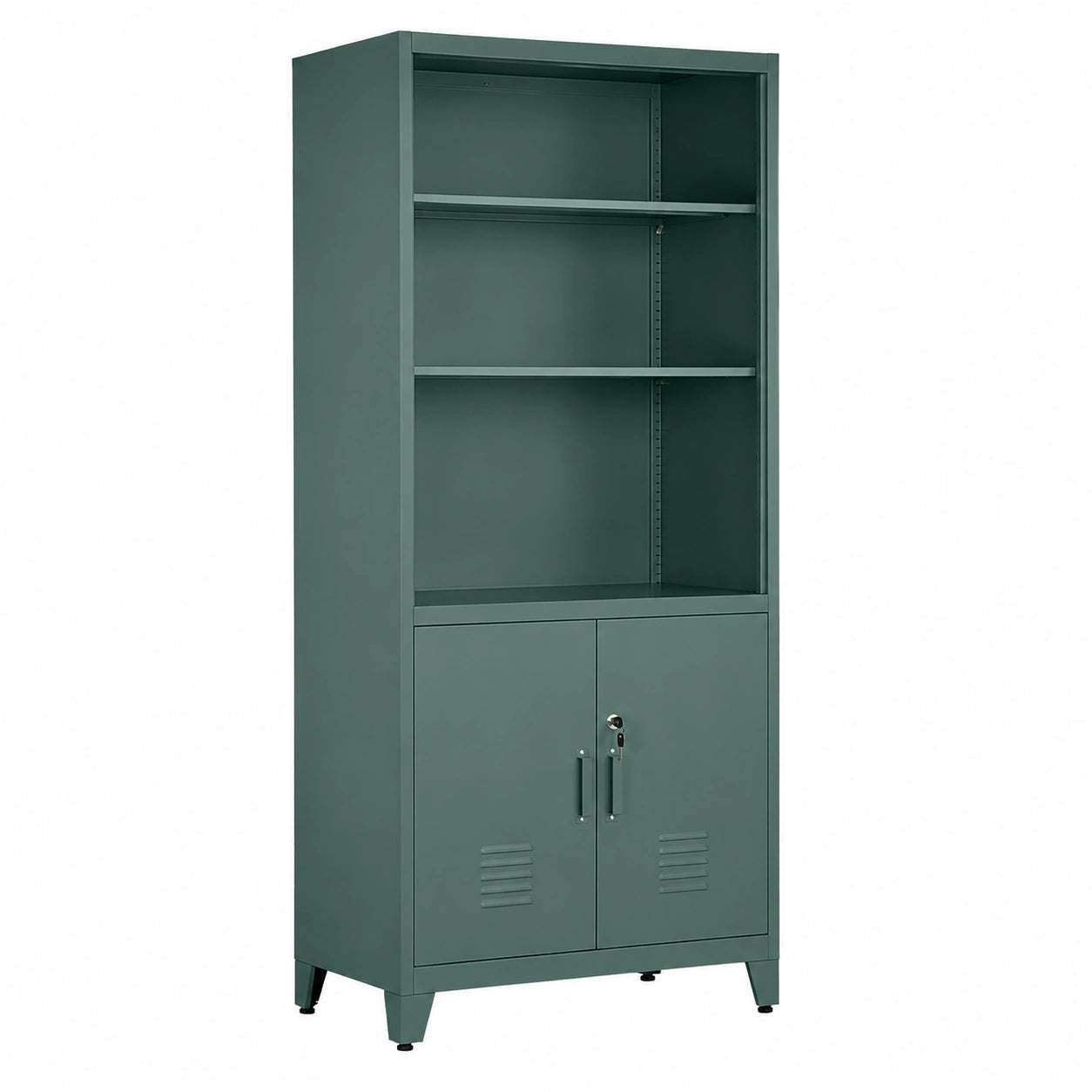 Armadio Ufficio in Metallo con Serratura, 5 Ripiani Regolabili, 2 Ante – Verde, 85x45x190 cm