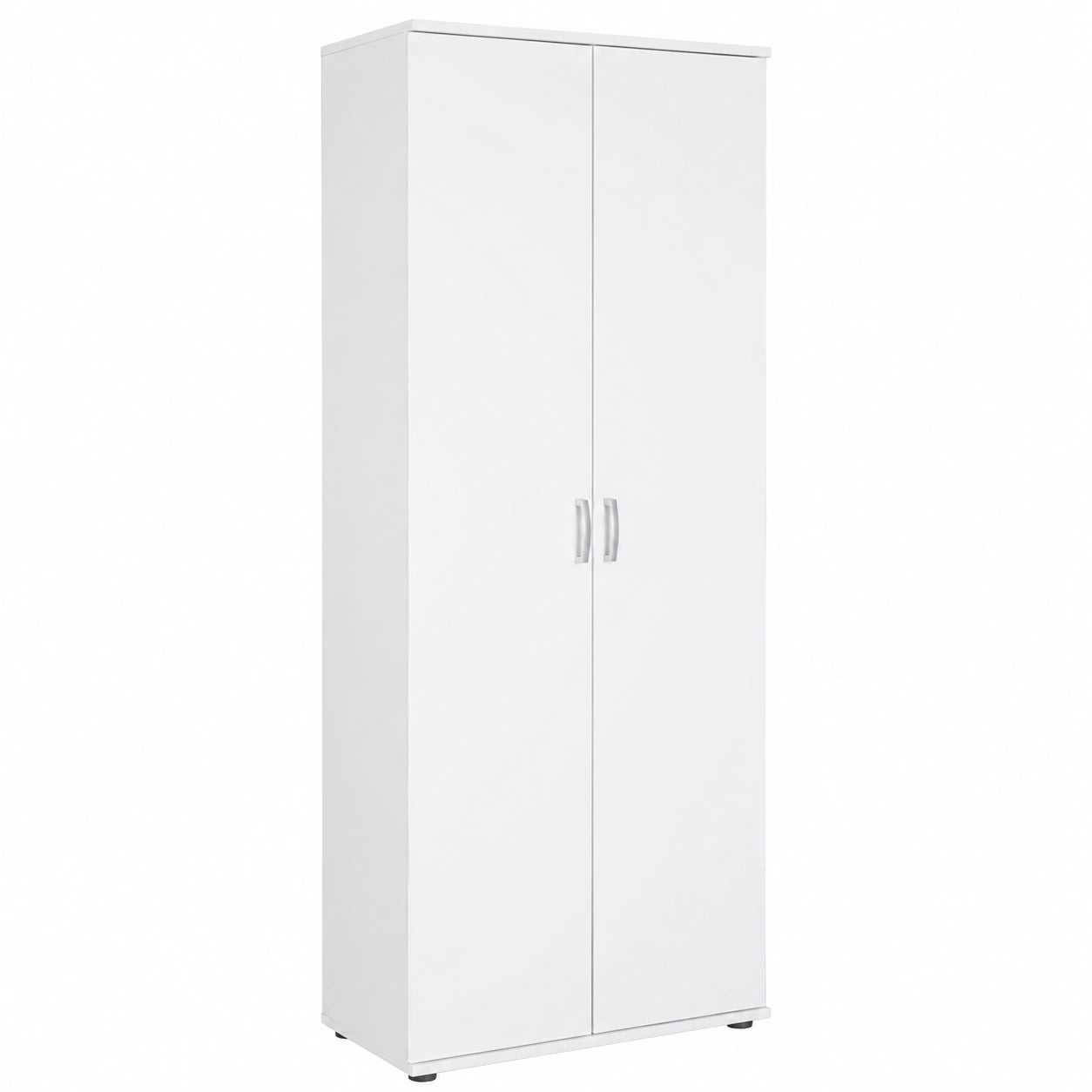 Armadio Multiuso Bianco con 2 Ante e 5 Ripiani, 70x34x190 cm