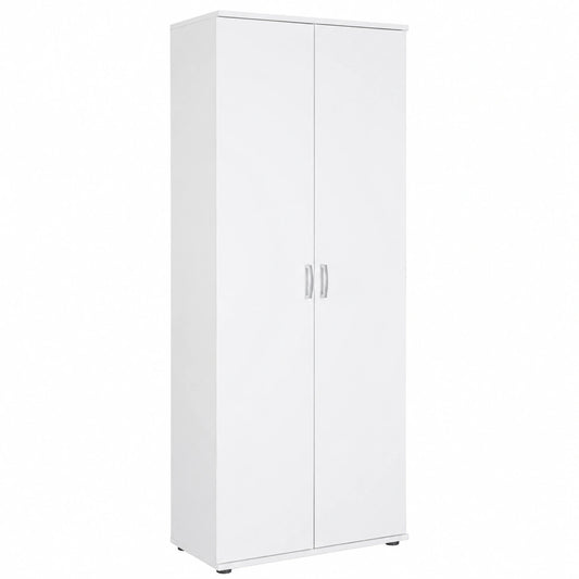 Armadio Multiuso Bianco con 2 Ante e 5 Ripiani, 70x34x190 cm