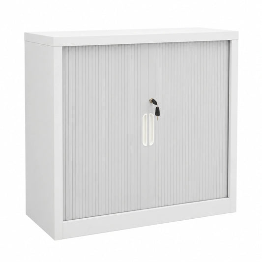 Armadio Ufficio in Acciaio con Ante Scorrevoli Grigie 90x40x90 cm