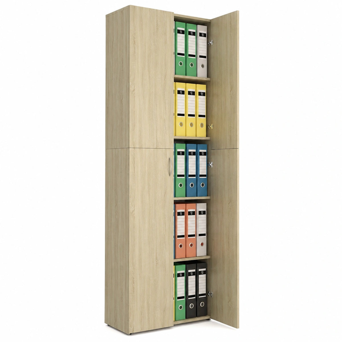 Armadio ufficio in rovere Sonoma con 5 ripiani e ante, 60x32x190 cm, perfetto per organizzazione e archiviazione documenti