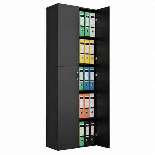 Armadio Archivio Ufficio in Truciolato Nero 60x32x190 cm