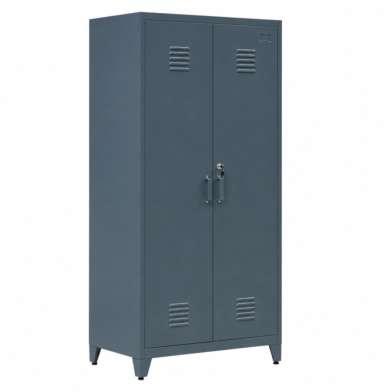 Armadio in Metallo con Serratura e Ripiani Regolabili per Ufficio e Garage, 85x45x190 cm