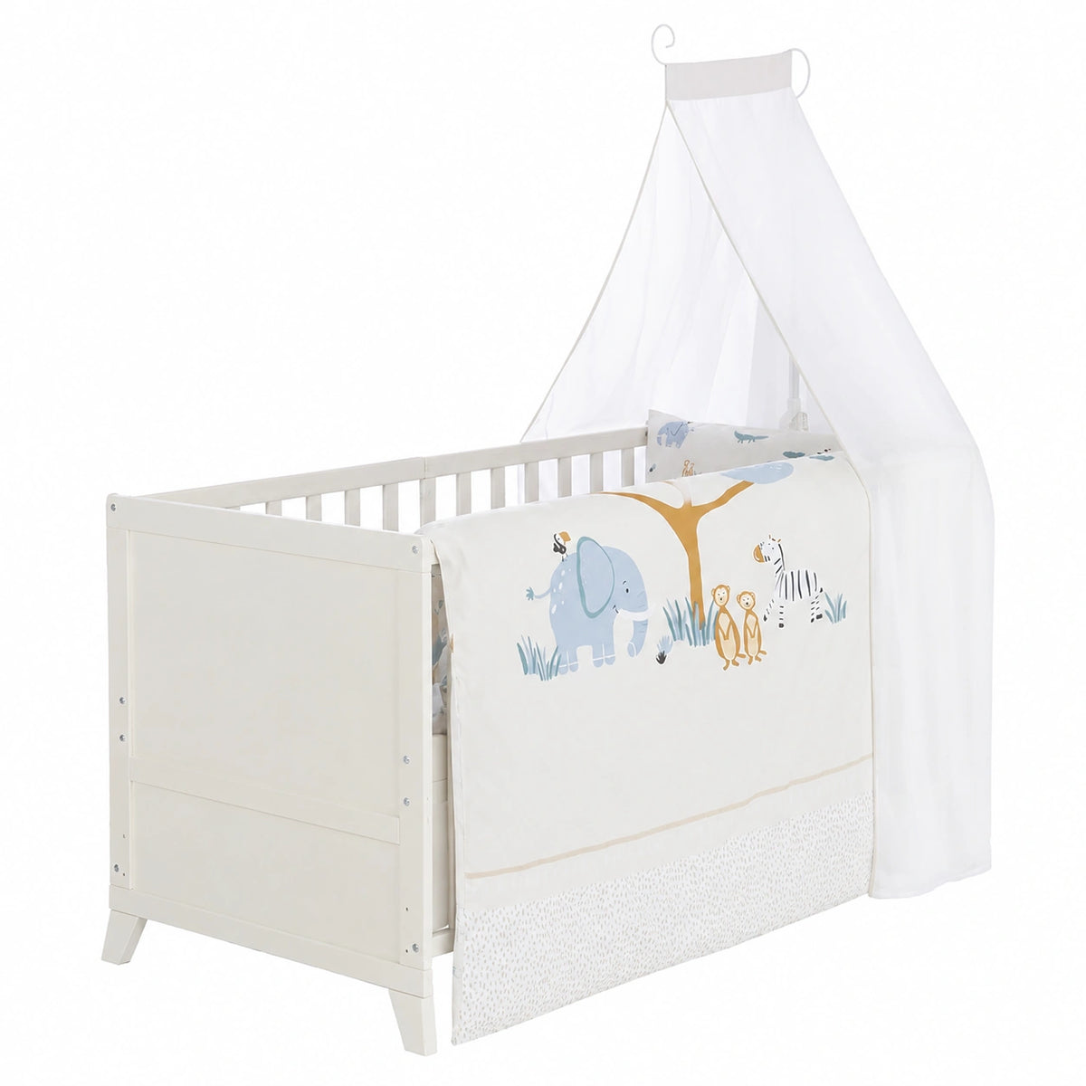 Set Lettino Evolutivo Savanna Friends 70x140 cm Grigio Naturale